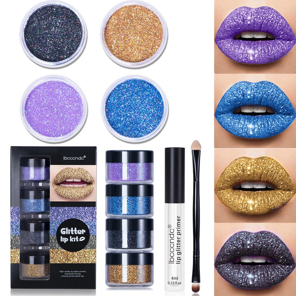 Glitter Lip Gloss Kit Waterproof Long Lasting Shiny Diamond Lip Makeup