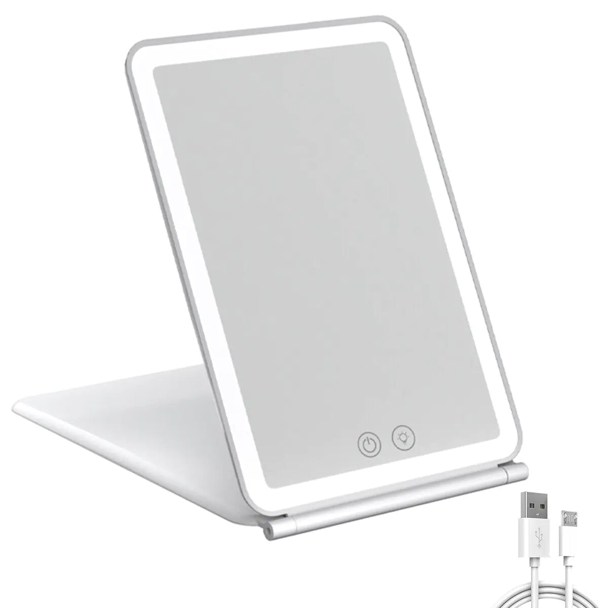 Foldable LED Touch Screen Makeup Mirror