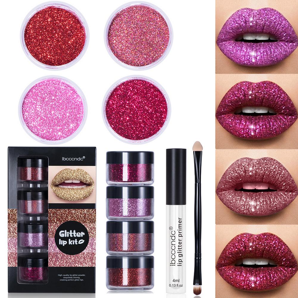 Glitter Lip Gloss Kit Waterproof Long Lasting Shiny Diamond Lip Makeup