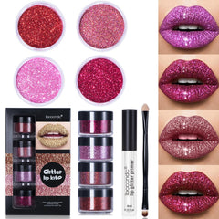 Glitter Lip Gloss Kit Waterproof Long Lasting Shiny Diamond Lip Makeup