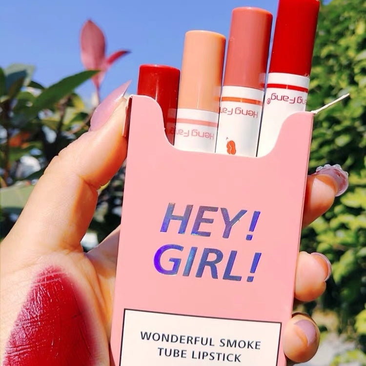 Long-Lasting Moisturizing Lipstick Set 4 Piece displayed in a colorful packaging with four lipstick shades.
