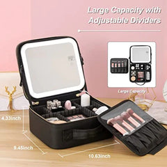 Travel Makeup Bag with Built-In LED Mirror
